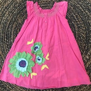 Mini Boden smocked pink dress 18-24 mths